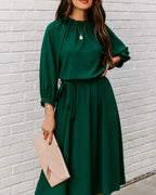 Woodhaven Tie Midi Dress Hunter Green