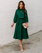 Woodhaven Tie Midi Dress Hunter Green