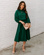 Woodhaven Tie Midi Dress Hunter Green