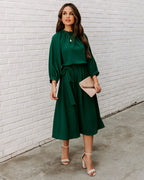 Woodhaven Tie Midi Dress Hunter Green