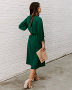 Woodhaven Tie Midi Dress Hunter Green