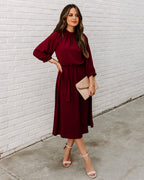 Woodhaven Tie Midi Dress Wine