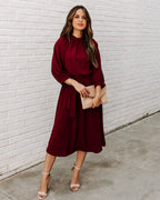Woodhaven Tie Midi Dress Wine