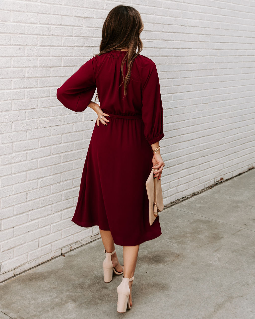 Woodhaven Tie Midi Dress Wine