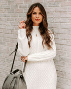 Snow Peak Cable Knit Sweater Dress Cream