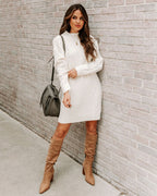 Snow Peak Cable Knit Sweater Dress Cream