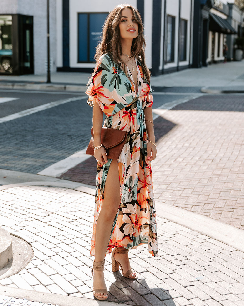 Miranda Luxe V Neck Dress with Slit Everyday Edit
