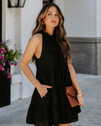 Brenley Pocketed Tiered Babydoll Dress Black