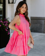 Brenley Pocketed Tiered Babydoll Dress Pink