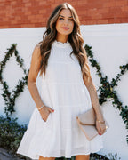 Brenley Pocketed Tiered Babydoll Dress Off White