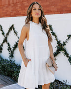 Brenley Pocketed Tiered Babydoll Dress Off White