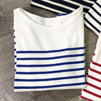 DressBetty - 2024 Long Sleeve Striped Combed Cotton T-Shirt for Women