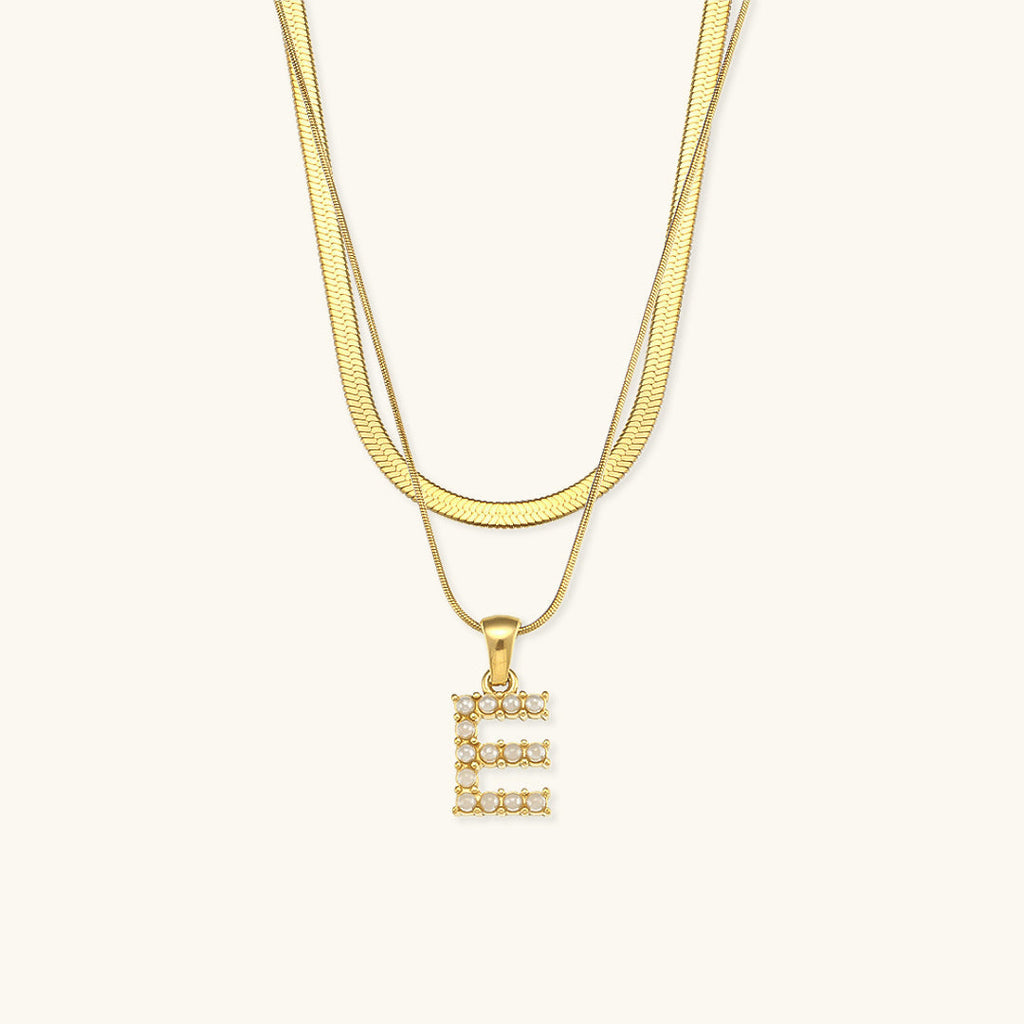 Opal Charm - LayeRed Gold Initial Necklace