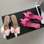 Fashion Butterflyknot Pointed Toe Women PVC Transparent Highs Wedding Banquet Mules Shoes Low Heel Pumps