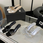 Fashionable Summer Butterflyknot Stylish Transparent Low Heel Pumps