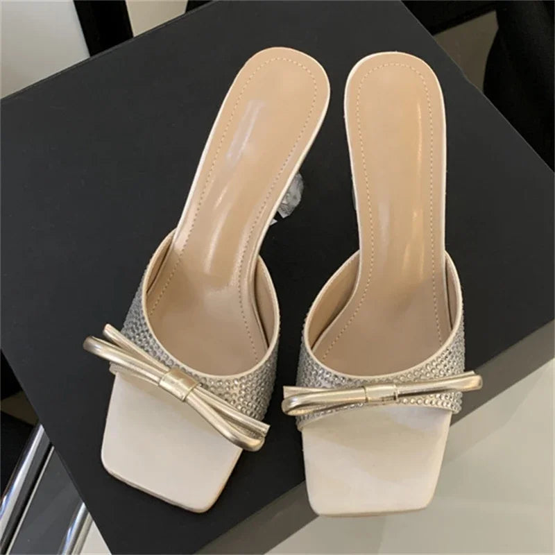 Fashionable Summer Butterflyknot Stylish Transparent Low Heel Pumps