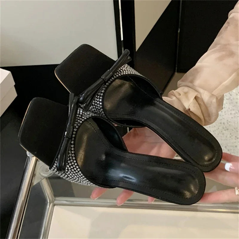 Fashionable Summer Butterflyknot Stylish Transparent Low Heel Pumps