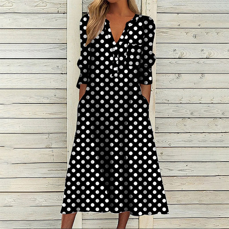 Elegant Chic VNeck Office Lady Pockets Dresses