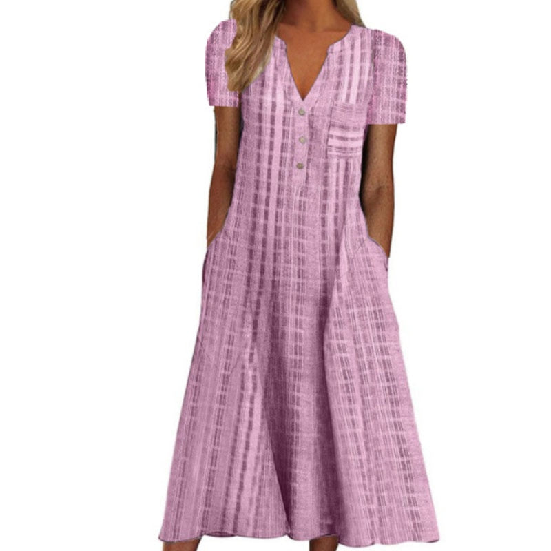 Elegant Chic VNeck Office Lady Pockets Dresses
