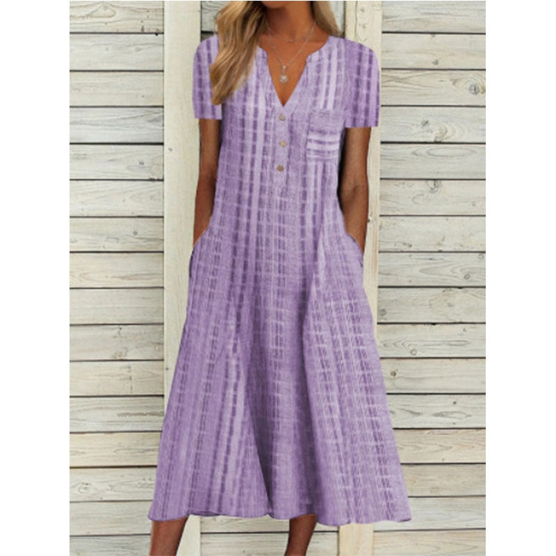 Elegant Chic VNeck Office Lady Pockets Dresses