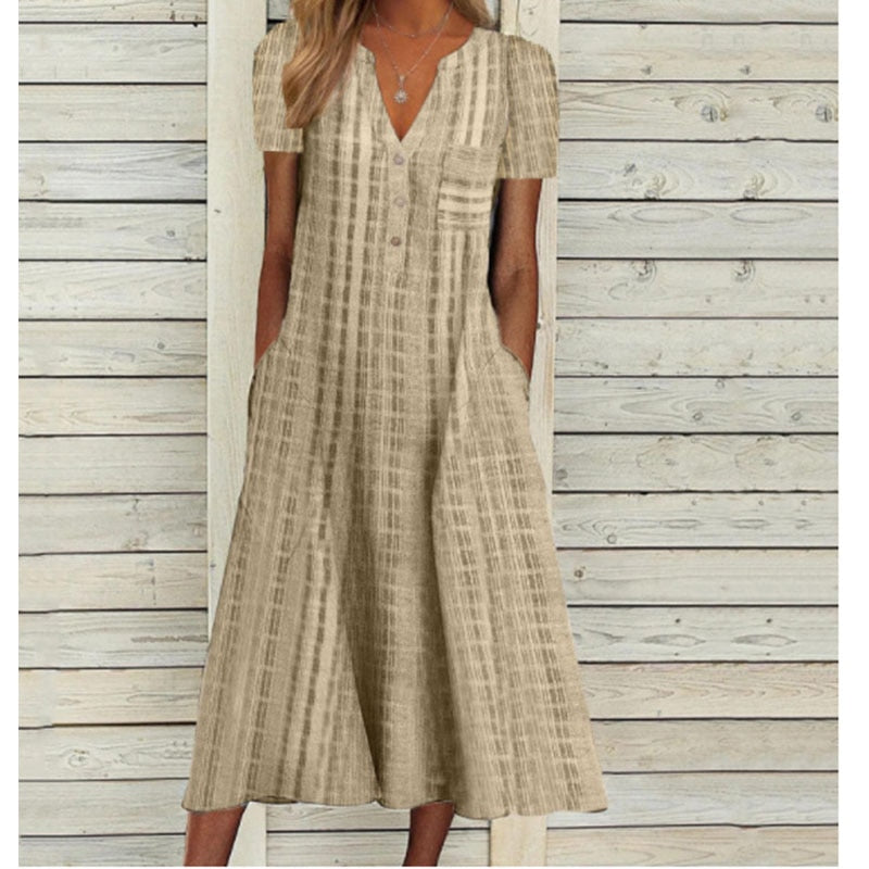 Elegant Chic VNeck Office Lady Pockets Dresses