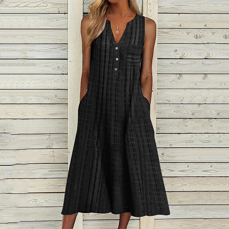 Elegant Chic VNeck Office Lady Pockets Dresses