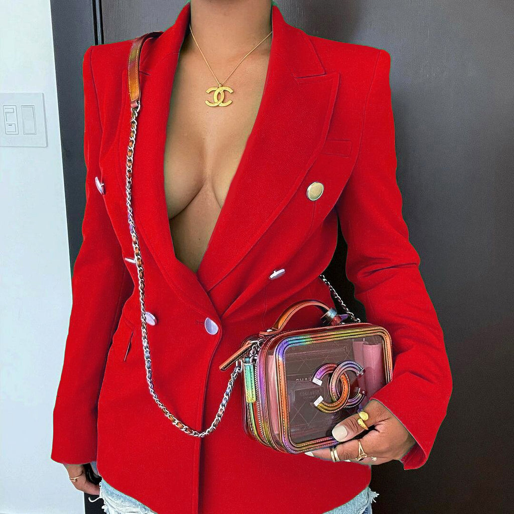 Elegant Green Red Blazer