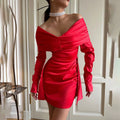 Elegant Party Off Shoulder Slim Mini Sexy Red Dresses Novelty Party Dress