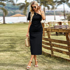Design Sense Elegant Shoulder Midi Dresses
