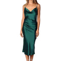 Elegant Satin Long Dresses Green Party Sexy Evening Backless Summer Party Dress