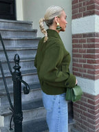 Elegant Single Solid Lapel Long Warm Autumn Winter Street Coat