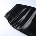 Elegant Office Lady Fashion Ruched PU Leather Slim High Waist Skirt