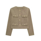 Elegant Solid Fake Fashion Long Single Breasted New Chic Coat