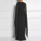 Elegant Summer Maxi Chiffon Cape Long High Slit Irregular Batwing Sleeve Vestidos Dress