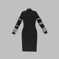 DressBetty - 2024 Luxurious Long Sleeve Diamond Black Evening Bodycon Dress