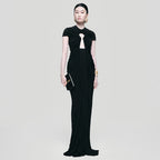 Elegant Long Mesh Dress Dinner Party Retro