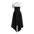 Elegant Vietnam Special Interest Design Detachable Pullover Patchwork Cami Dress Slit