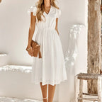 Gabriela Effortless Midi Dress with a V Neck Statement Occasion Edit