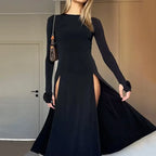 Ellafads Rose Split ALine Full Sleeve Midi Dress
