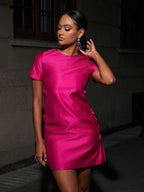 Elsbeth Short Sleeve Bowknot Mini Dress