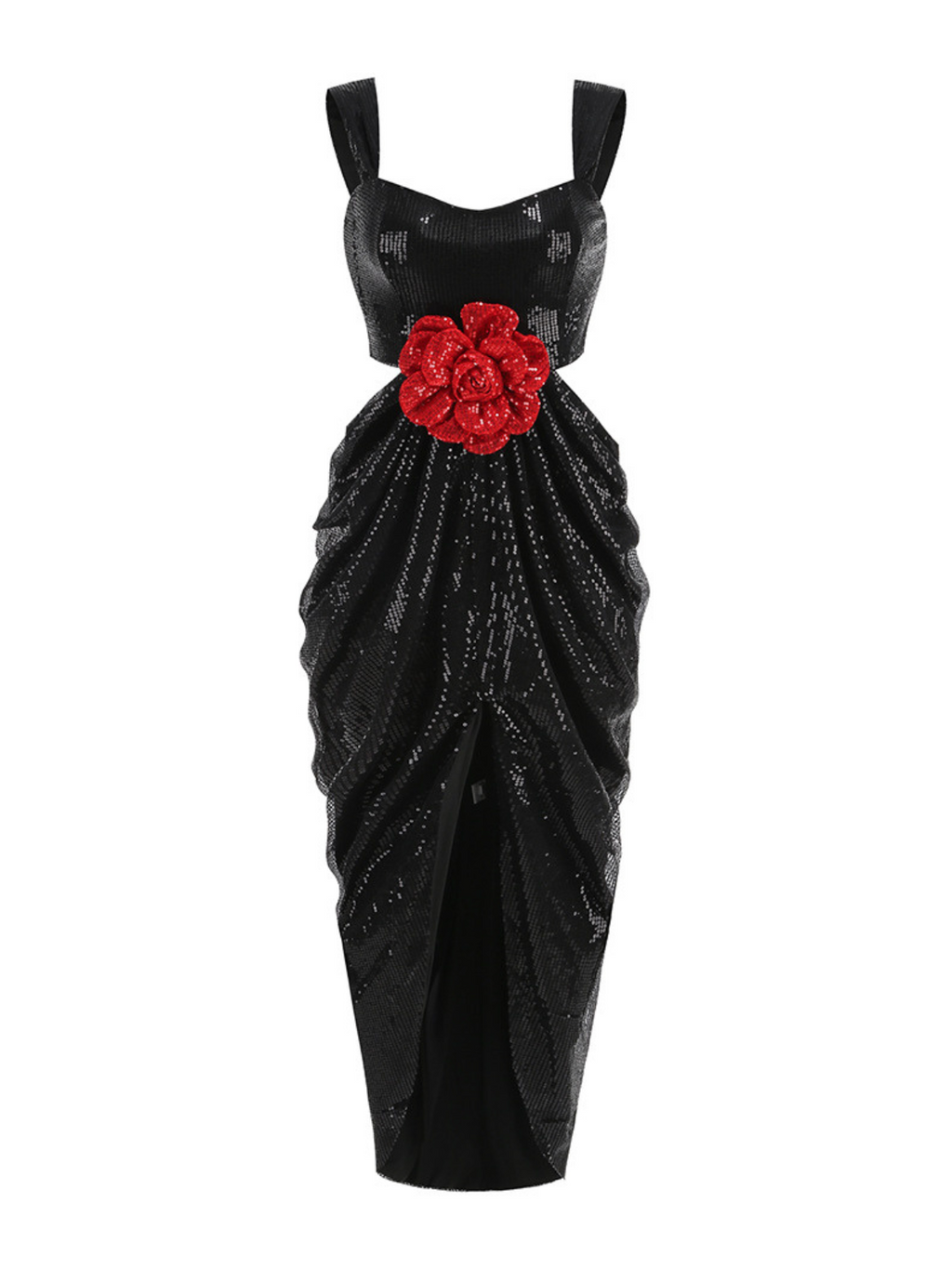 Flower Sequin Split Maxi Dress