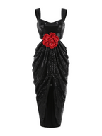 Flower Sequin Split Maxi Dress