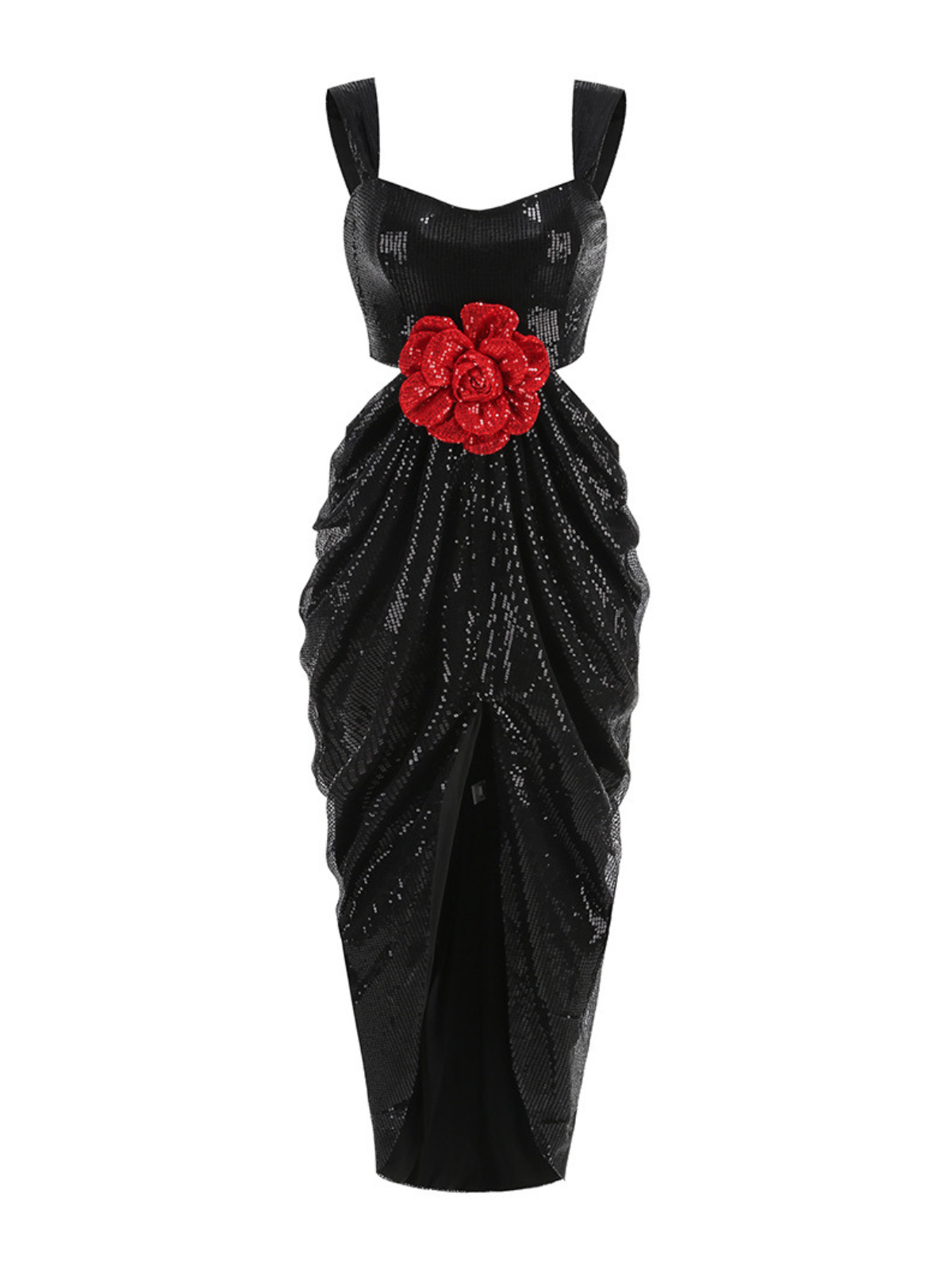 Flower Sequin Split Maxi Dress