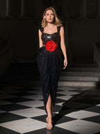 Flower Sequin Split Maxi Dress