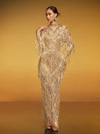 Fringe Sequin Maxi Dress