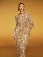 Fringe Sequin Maxi Dress