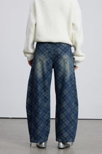 Emelia Grid Barrel Jeans