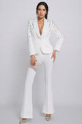Mavi Coloured Diamonds Blazer Set-White