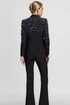 Celi Coloured Diamonds Blazer Set-Black