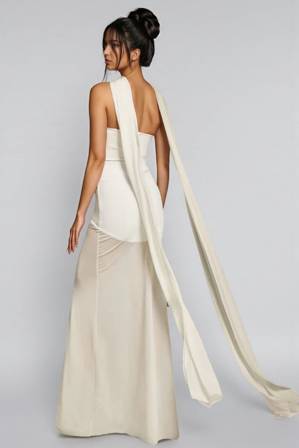 Tyvef Strapless Draped Bandage Maxi Dress